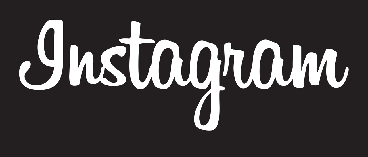 The word 'Instagram' written in a stylish cursive font on a black background.